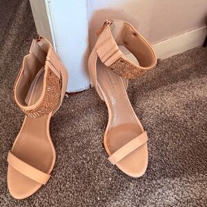 BCBGMAXAZRIA gold strap heels